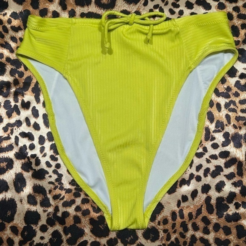 Old Navy Lime Green High Waisted Ribbed Bikini Bottoms